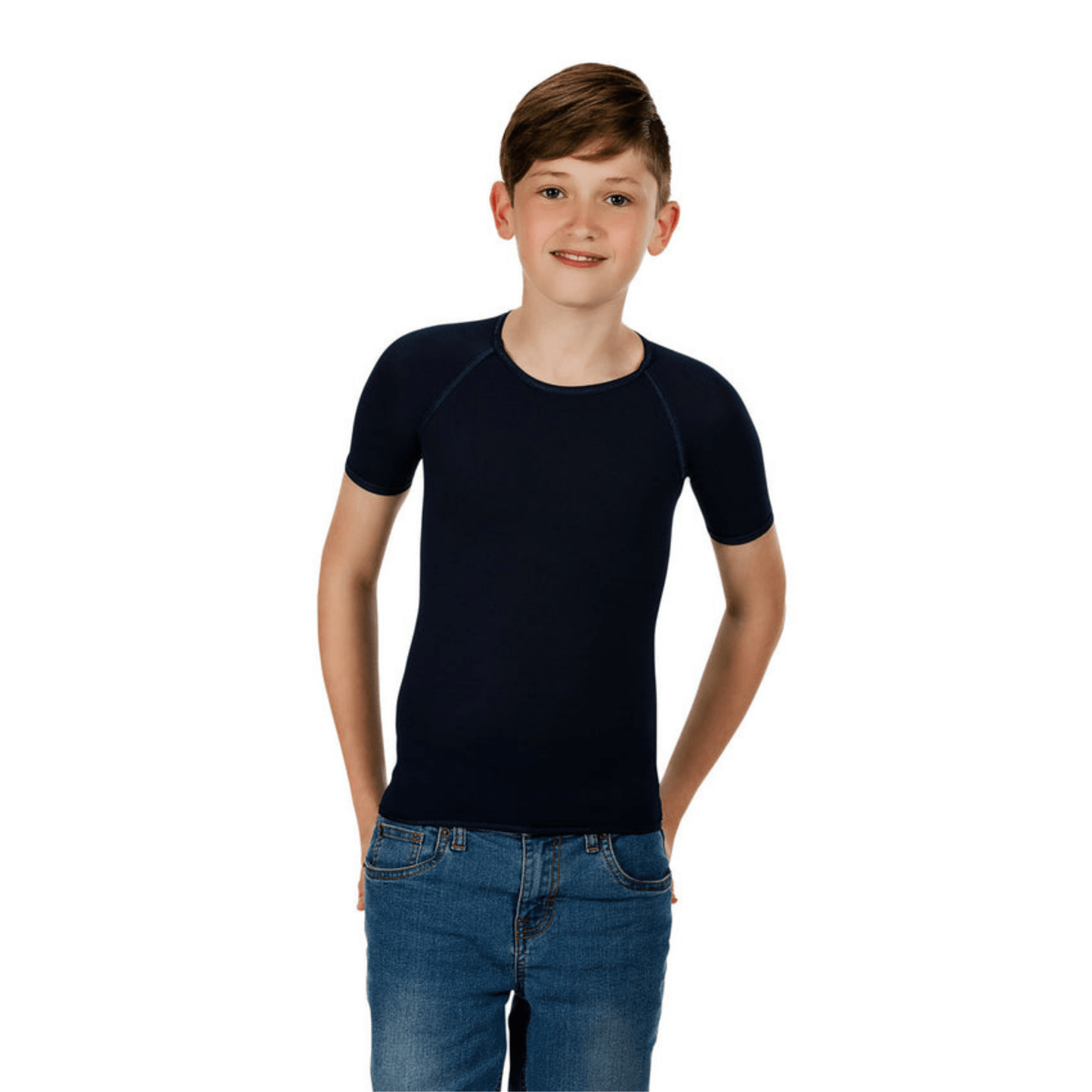 CALM Kids Sensory Short Sleeve Top - Navy - Sale - Caring Clothing