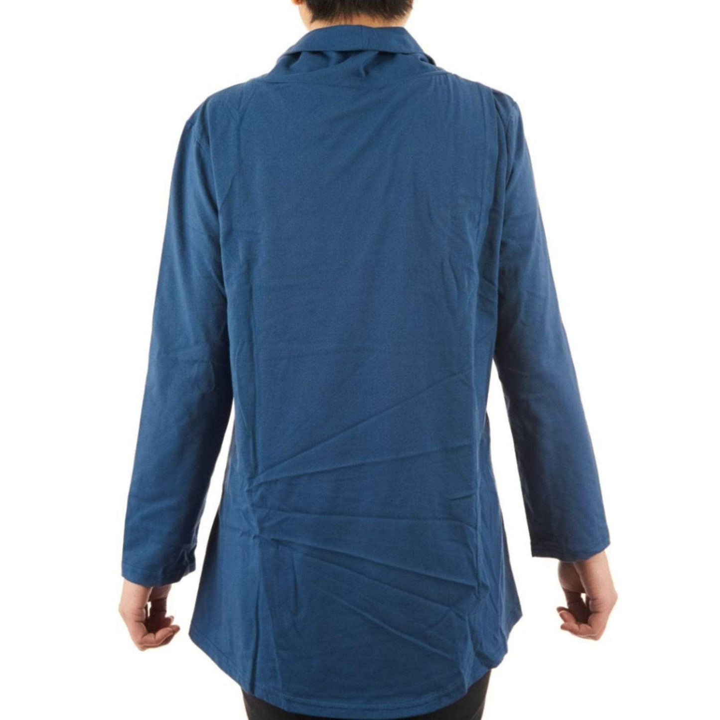 Women's Eliana Cowl Neck Top — Dusty Blue - Caring Clothing