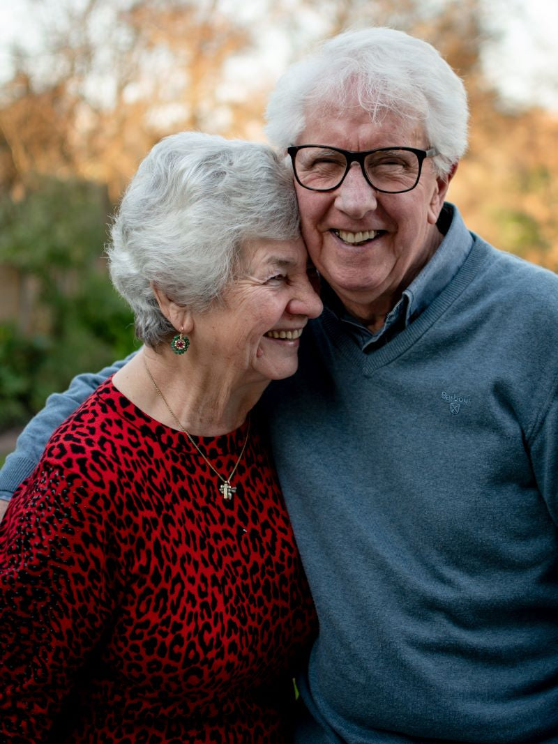 Smiling old couple