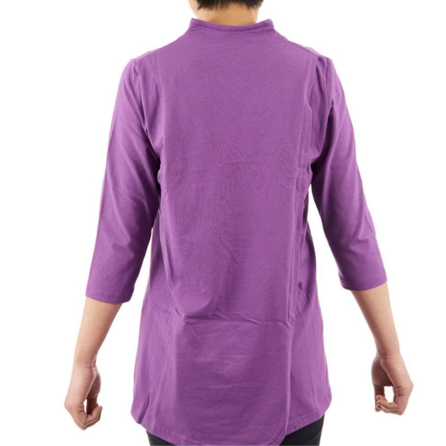 CC Women's Elizabeth 3/4 Sleeve V-Neck Top - Purple - Caring Clothing