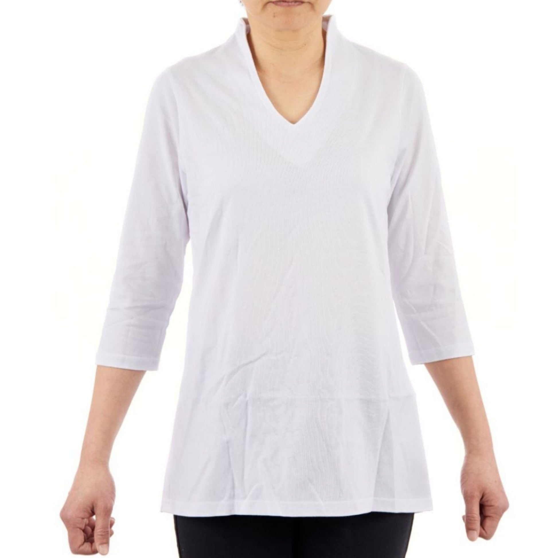 CC Women's Elizabeth 3/4 Sleeve V-Neck Top - Caring Clothing