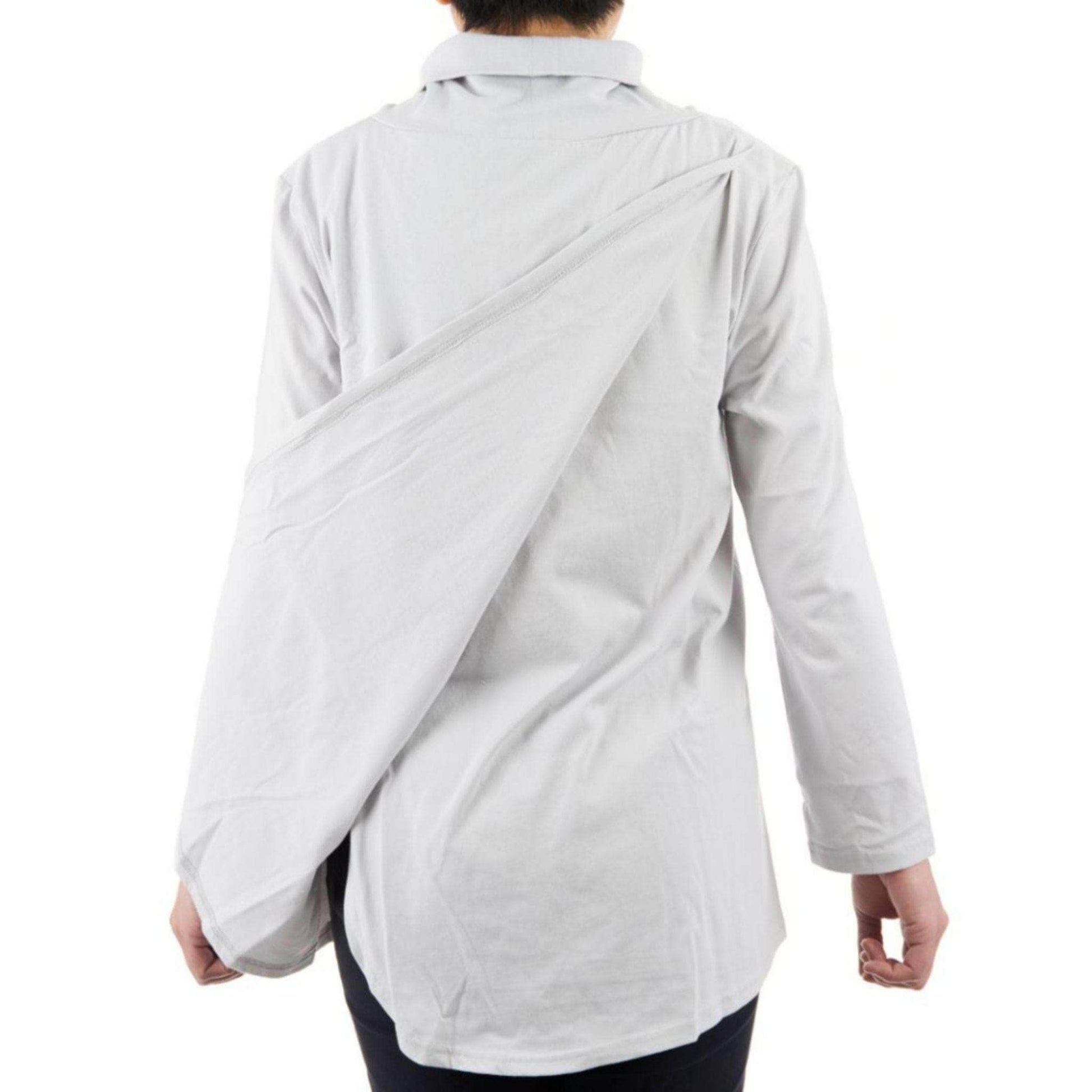 CC Women's Eliana Long Sleeve Cowl Neck Top - Light Grey - Caring Clothing