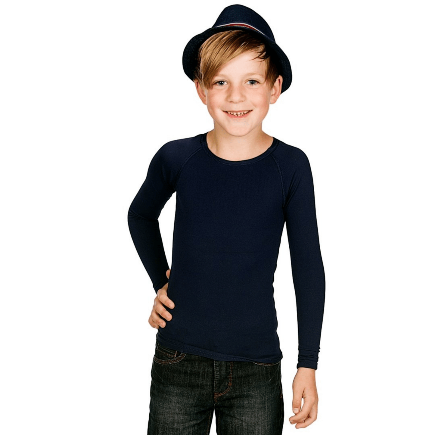 CALM Kids Sensory Compression Long Sleeve Top - Navy - Caring Clothing