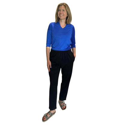 Women's Tess Elastic Waist Pant with Side Opening - Caring Clothing