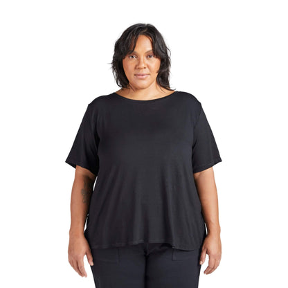 CST Women's Short Sleeve Leaf Back T-Shirt - Black - Caring Clothing
