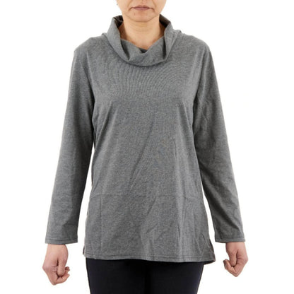 CC Women's Eliana Long Sleeve Cowl Neck Top - Dark Grey - Caring Clothing