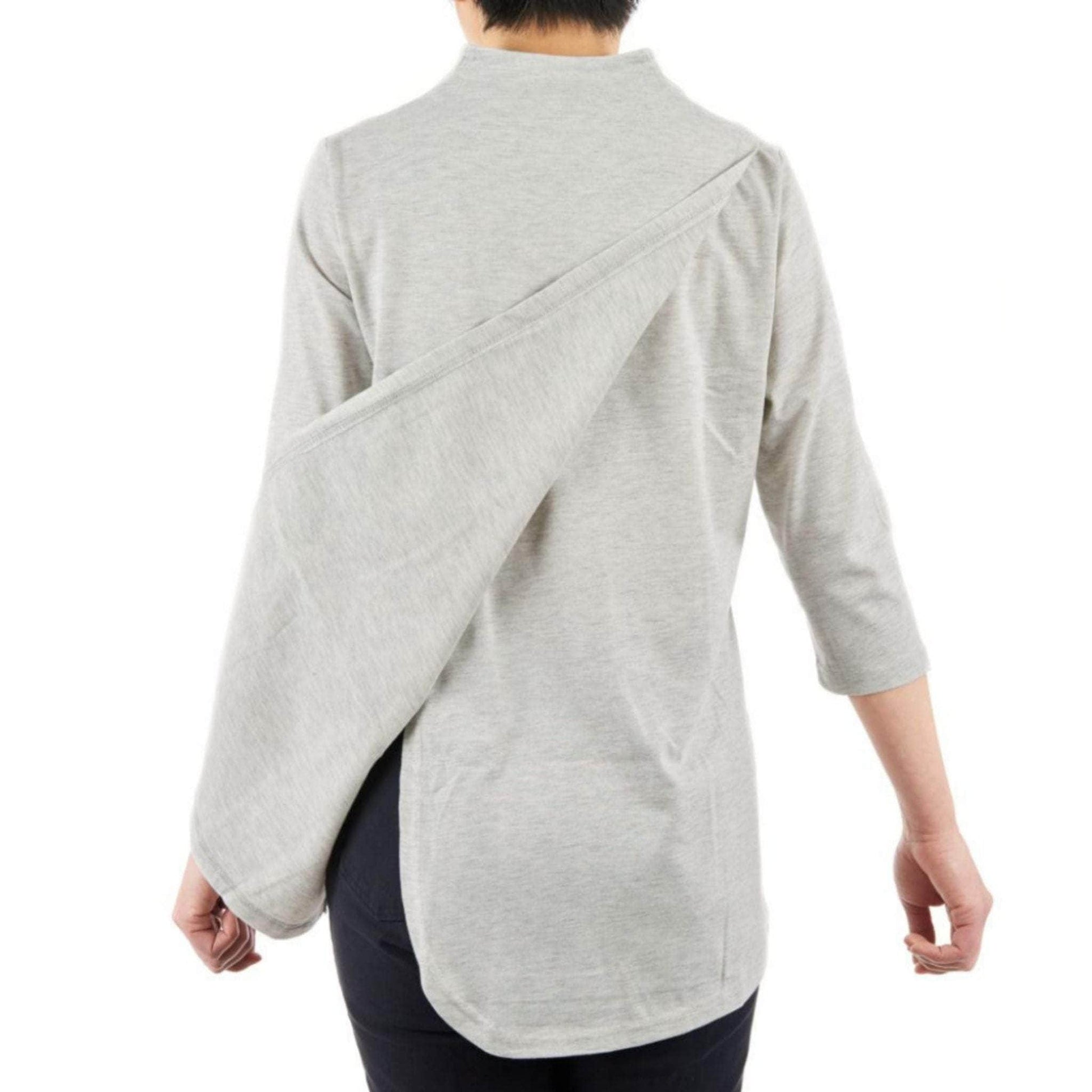 CC Women's Elizabeth 3/4 Sleeve V-Neck Top - Mid Grey - Caring Clothing