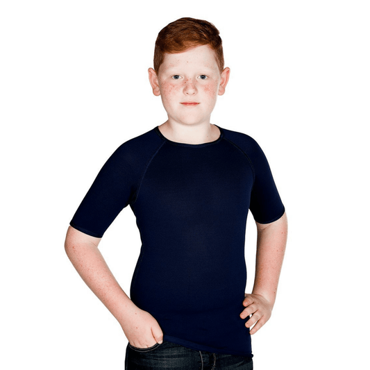 Kids Sensory Short Sleeve Top - Navy - Sale - Caring Clothing