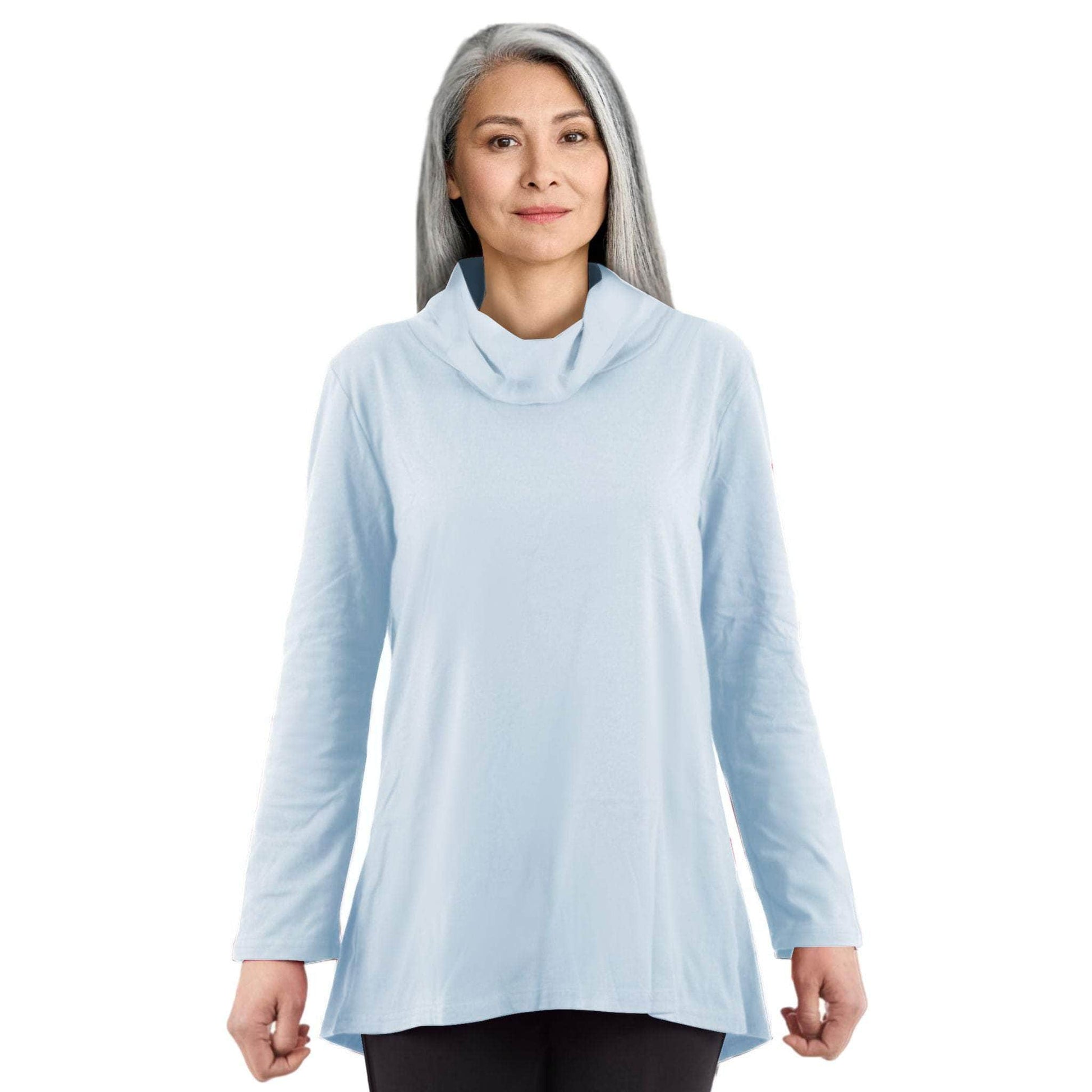 CC Women's Eliana Long Sleeve Cowl Neck Top - Cornflower Blue - Caring Clothing