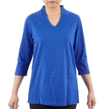 CC Women's Elizabeth 3/4 Sleeve V-Neck Top - Royal Blue - Caring Clothing