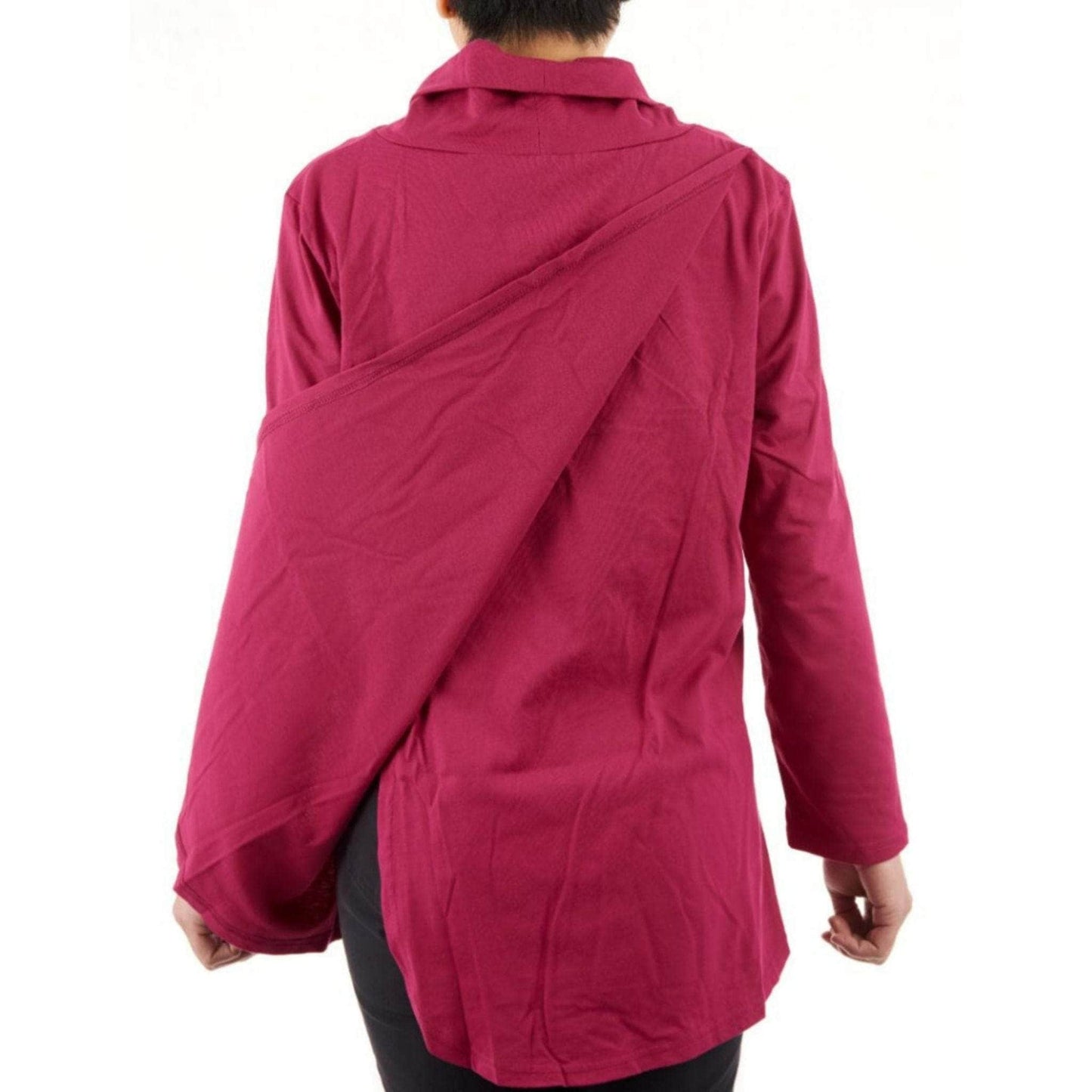 CC Women's Eliana Long Sleeve Cowl Neck Top - Dark Rose - Caring Clothing