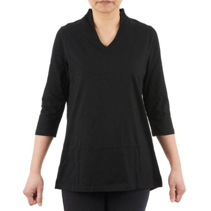 CC Women's Elizabeth 3/4 Sleeve V-Neck Top - Black - Caring Clothing