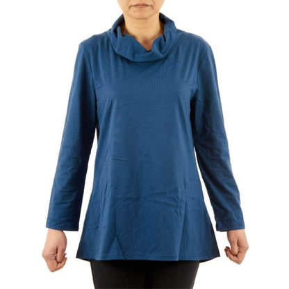 CC Women's Eliana Long Sleeve Cowl Neck Top - Dusty Blue - Caring Clothing