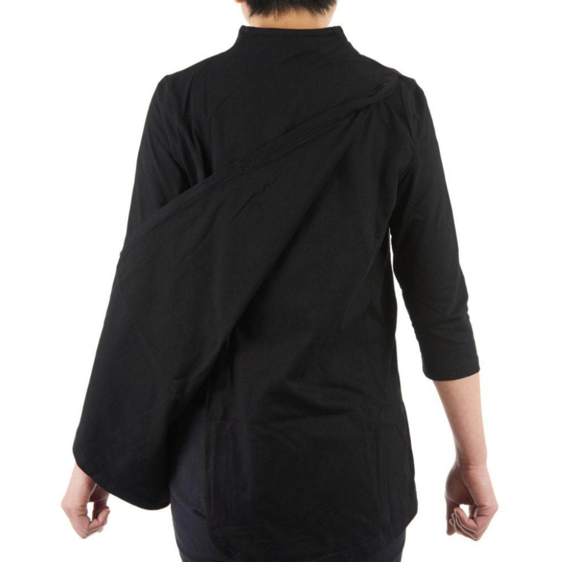 CC Women's Elizabeth 3/4 Sleeve V-Neck Top - Black - Caring Clothing