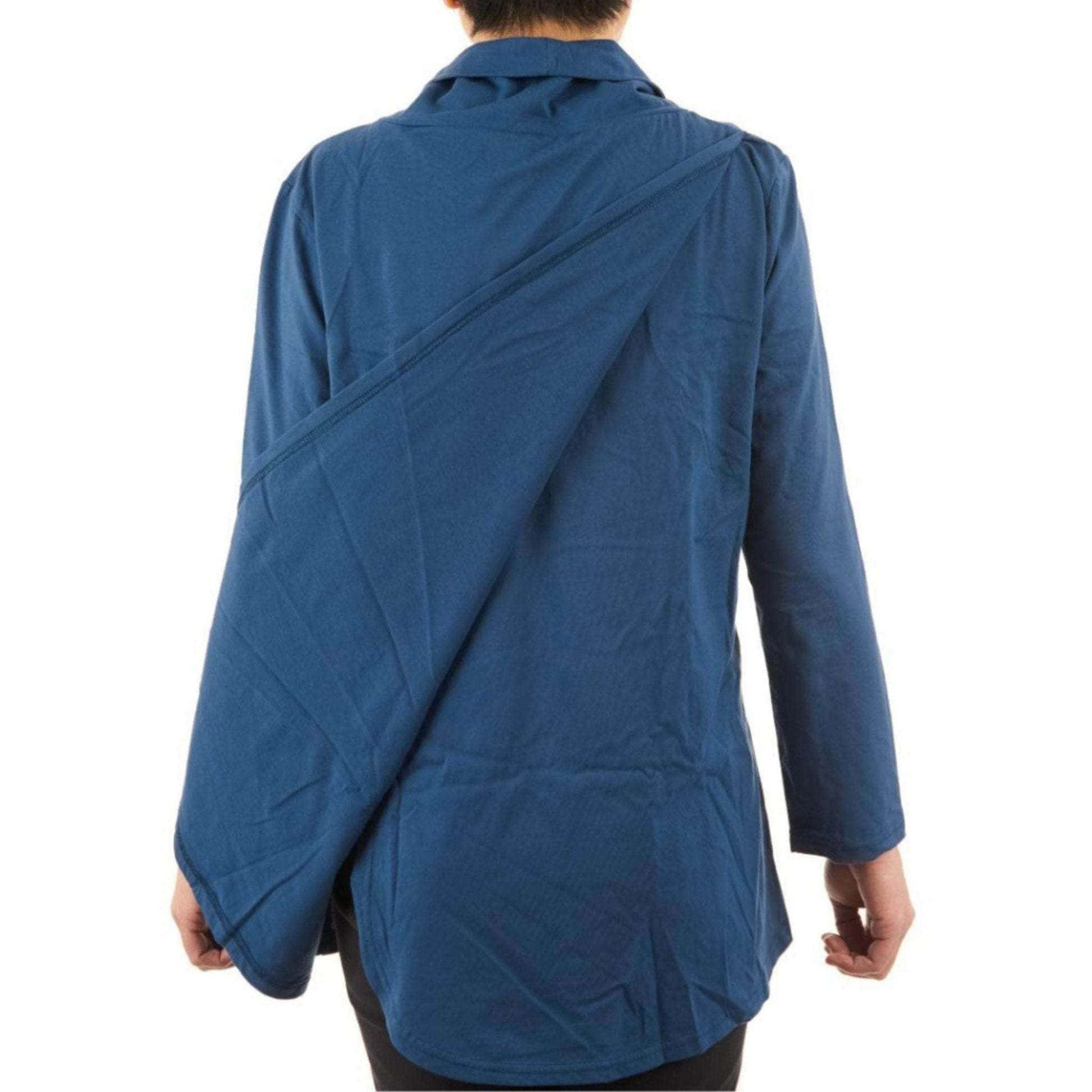 CC Women's Eliana Long Sleeve Cowl Neck Top - Dusty Blue - Caring Clothing
