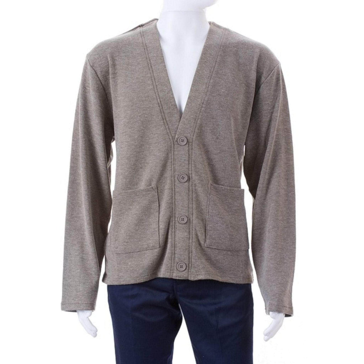 Men's Open Back Cardigan - Brown Taupe - Caring Clothing