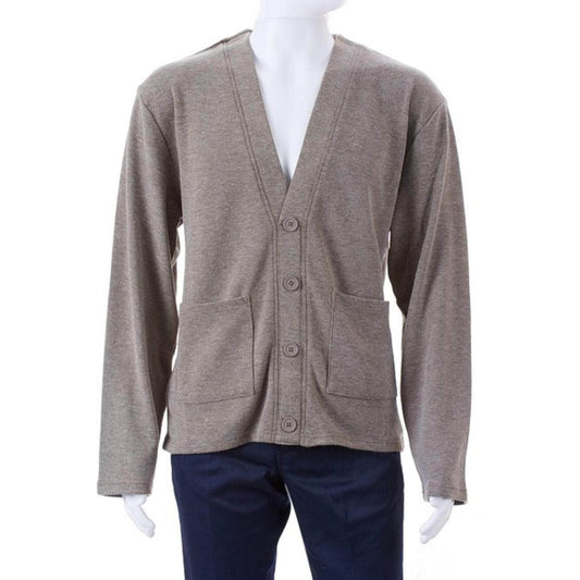 Men's Open Back Cardigan - Brown Taupe - Caring Clothing