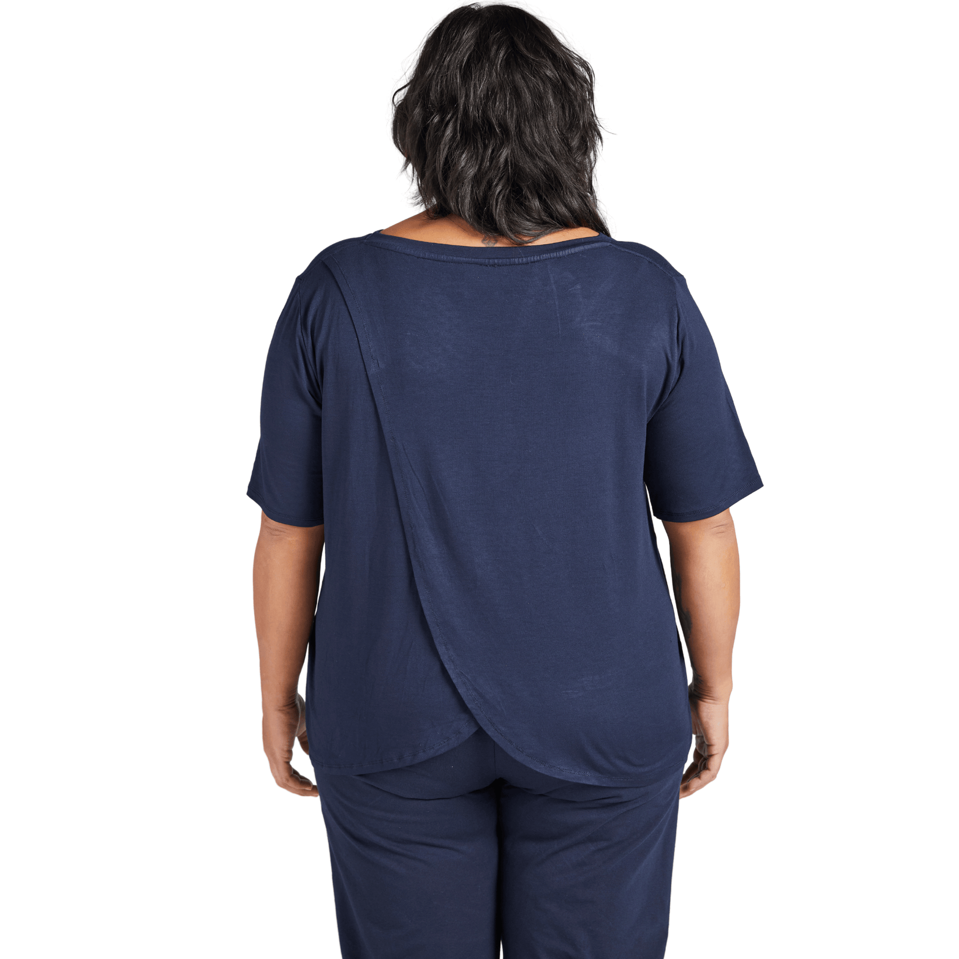 CST Women's Short Sleeve Leaf Back T-Shirt - Navy - Caring Clothing