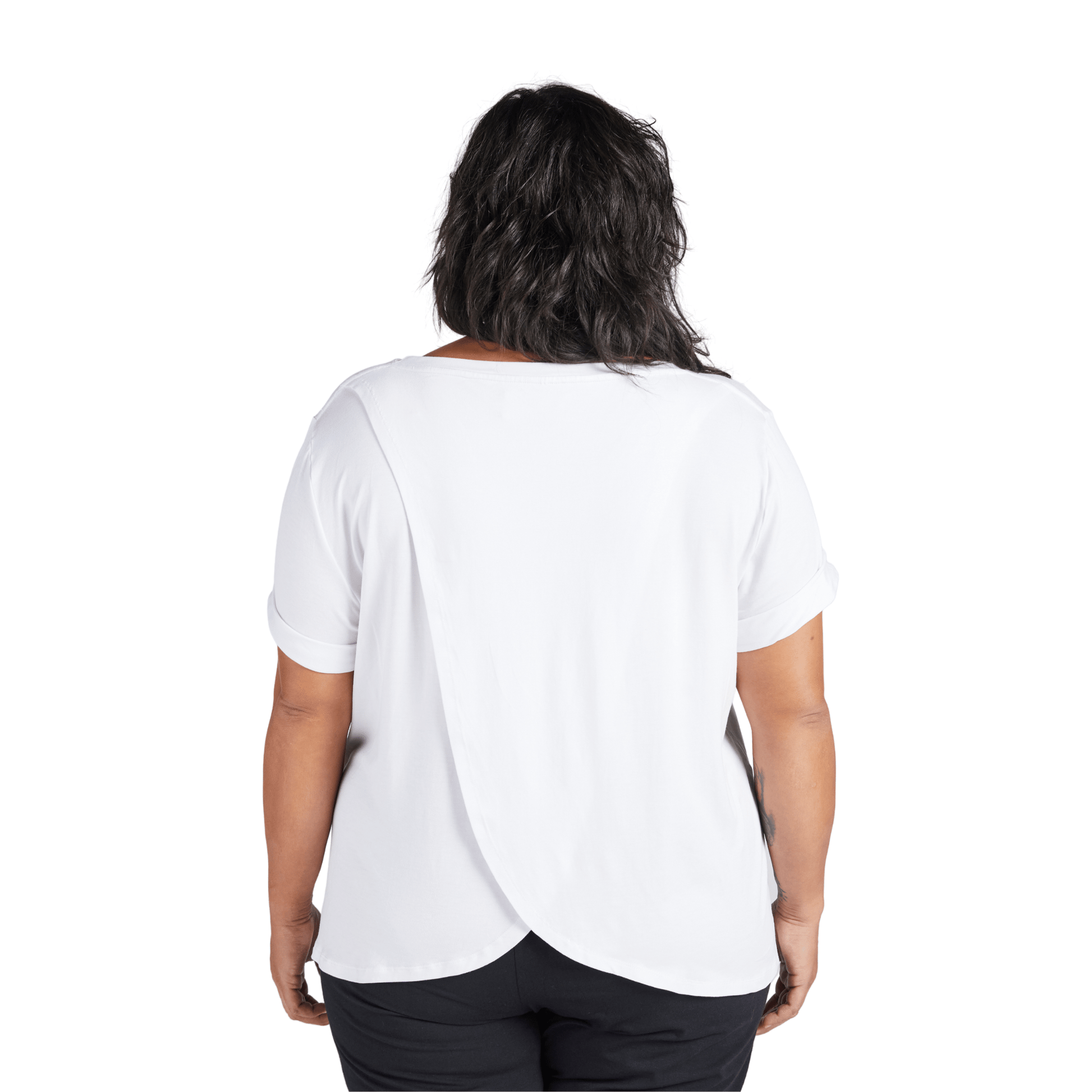 CST Women's Short Sleeve Leaf Back T-Shirt - White - Caring Clothing