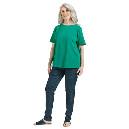 CST Women's Short Sleeve Leaf Back T-Shirt - Green - Caring Clothing